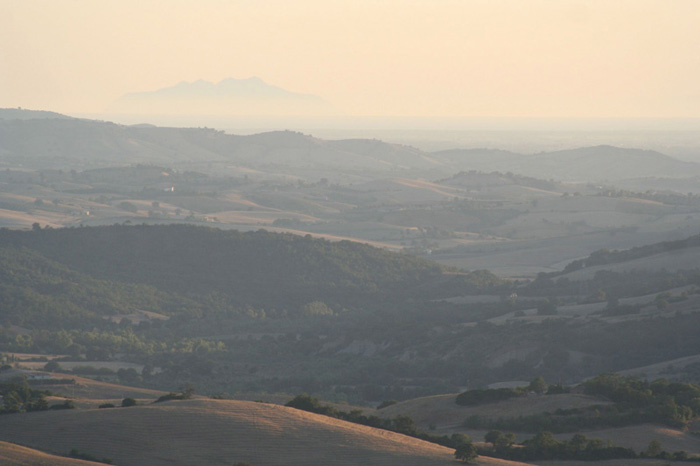 View on the Maremma and Monte Argentario from Podere Santa Pia