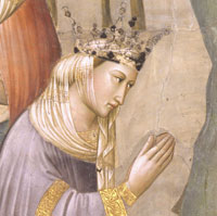 gnolo Gaddi, The Legend of the True Cross, (detail, the Queen of Sheba), Cappella Maggiore, Basilica di Santa Croce,