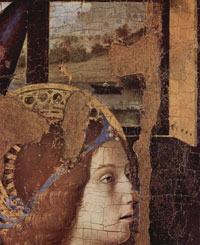 Antonello da Messina (1430–1479), Annunciazione (particolare), 1474-1475 circa, tempera e olio su tavola di noce, 180×180 cm, Siracusa, Galleria regionale di Palazzo Bellomo
