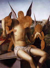 Antonello da Messina (1430–1479), Cristo morto sostenuto da tre angeli, 1475-1476 circa, olio su tavola di pioppo, 145×85 cm, Venezia, Museo Correr

