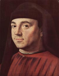 Antonello da Messina (1430–1479), Ritratto d'uomo (Michele Vianello?), 1475-1476, olio su tavola, 30×24 cm, Roma, Galleria Borghese