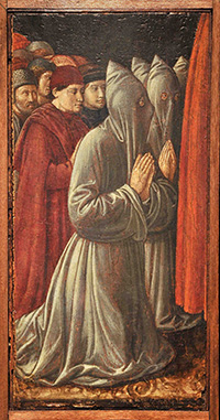 Benozzo Gozzoli, Confratelli inginocchiati (frammento della Madonna della Misericordia), Tempera su tavola, 1460-65 circa, Milano, collezione privata