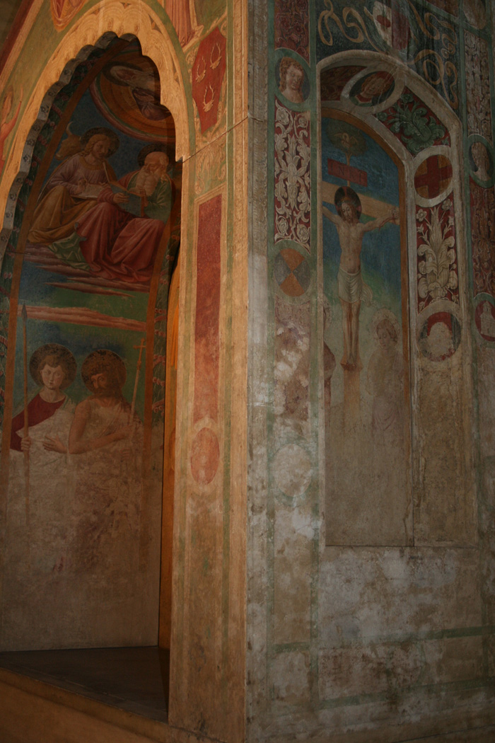 Certaldo, affreschi del tabernacolo dei giustiziati , opera di Benozzo Gozzoli, Tabernacolo dei Giustiziati (Deposizione dalla Croce, facciata principale, dettaglio)	
