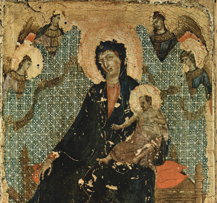 Duccio, Madonna of the Franciscans (detail Madonna), ca 1280, Pinacoteca Nazionale, Siena
