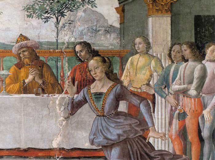 Domenico Ghirlandaio, Herod's Banquet, (detail), fresco in the Cappella Tornabuoni, Santa Maria Novella, Firenze 
