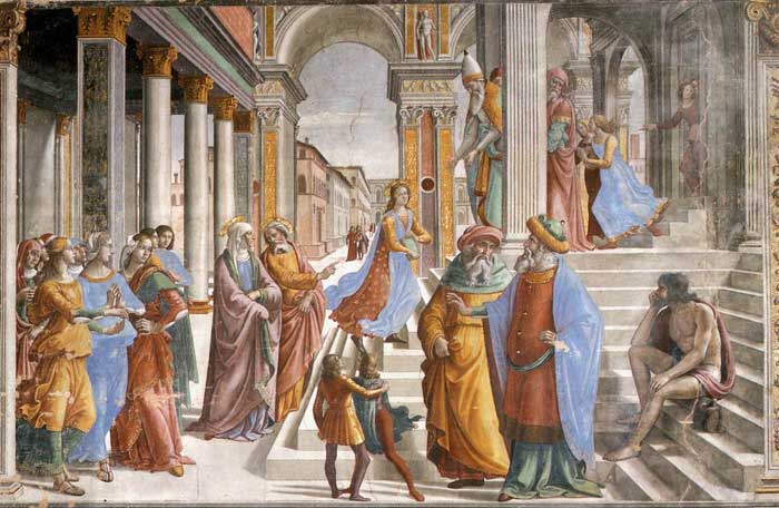 Domenico Ghirlandaio, The Presentation at the Temple, fresco in the Cappella Tornabuoni, Santa Maria Novella, Firenze 