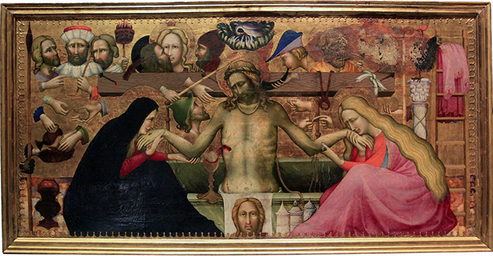 Maestro della Madonna Strauss, Cristo in pietà tra la Madonna e santa Maria Maddalena con simboli della Passione, Firenze, Galleria dell'Accademia