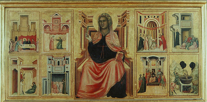 Maestro della Santa Cecilia, Santa Cecilia e storie della sua vita, 1304 circa, pittura, 182 × 85 cm, Galleria degli Uffizi, Firenze

