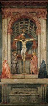 Masaccio, Trinità, 1425-28, 1425-27, affresco, Basilica di Santa Maria Novella, Firenze 