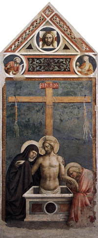 Masolino da Panicale, Cristo in pietà (dettaglio), affresco staccato, 1424, Museo della Collegiata di Sant'Andrea, Empol 