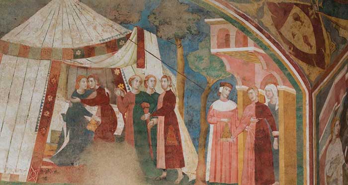 Memmo di Filippuccio, Frescoes with matrimonial scenes, Palazzo del Podestà, San Gimignano

