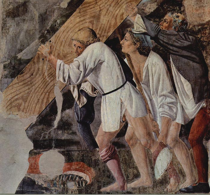 Piero della Francesca, Burial of the Wood, c. 1466, fresco 390 x 747 cm, (detail) San Francesco, Arezzo
