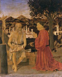 Piero della Francesca, San Girolamo e un devoto, 1440-1450 ca., tempera e resina su tavola. Gallerie dell’Accademia, Venezia