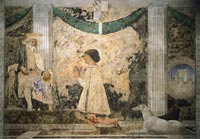 Piero della Francesca,, Sigismondo Pandolfo Malatesta Praying in Front of St. Sigismund (1451) - Fresco, Tempio Malatestiano, Rimini