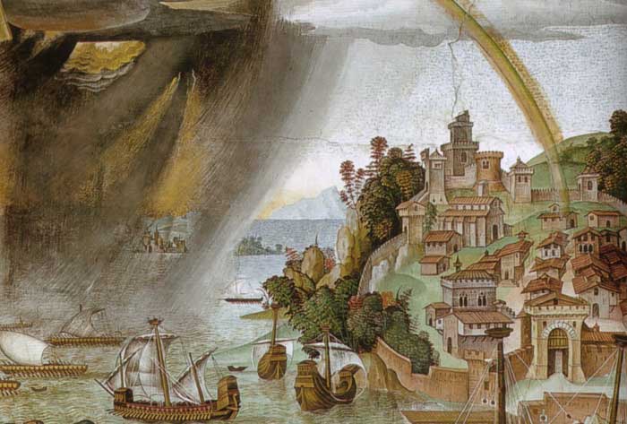 Pinturicchio, Enea Piccolomini Leaves for the Council of Basle, fresco in the Piccolomini Library, Duomo, Siena