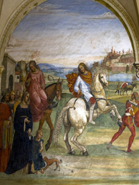 Il Sodoma, Life of St Benedict, Scene 1 - Benedict Leaves His Parent's House