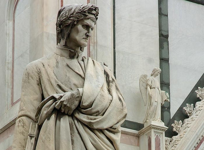 Statue of Dante in the Piazza di Santa Croce in Florence