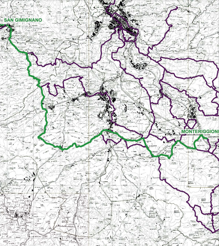 La Via Francigena | Da San Gimignano a Monteriggioni, mappa